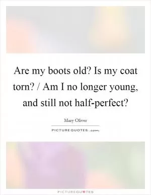 Are my boots old? Is my coat torn? / Am I no longer young, and still not half-perfect? Picture Quote #1