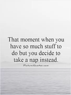 That moment when you have so much stuff to do but you decide to take a nap instead Picture Quote #1