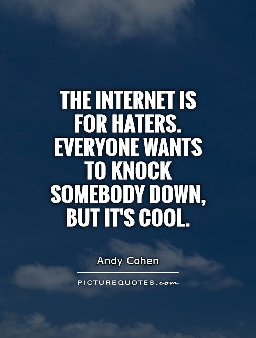 The Internet is for haters. Everyone wants to knock somebody down, but it's cool Picture Quote #1
