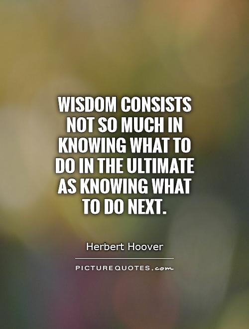 Wisdom consists not so much in knowing what to do in the ultimate as knowing what to do next Picture Quote #1