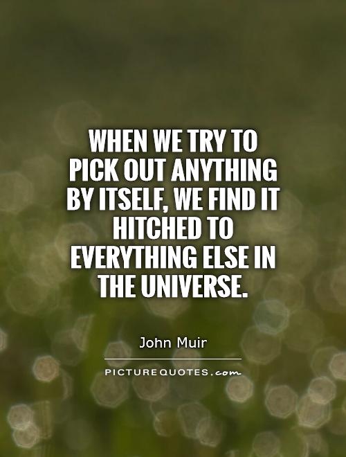 When we try to pick out anything by itself, we find it hitched to everything else in the universe Picture Quote #1