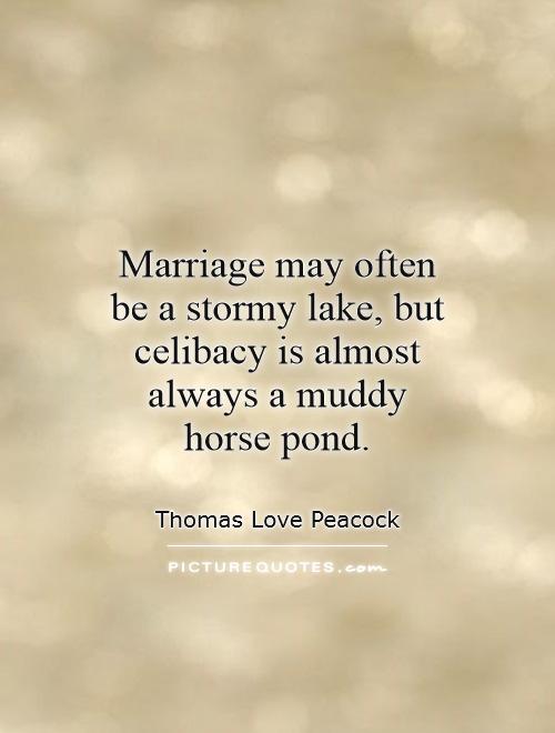Marriage may often be a stormy lake, but celibacy is almost always a muddy horse pond Picture Quote #1
