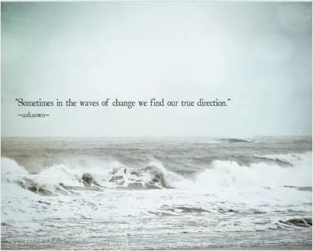 Sometimes in the waves of change we find our true direction Picture Quote #1