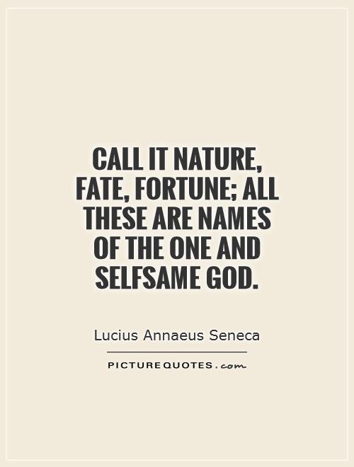 Call it Nature, Fate, Fortune; all these are names of the one and selfsame God Picture Quote #1