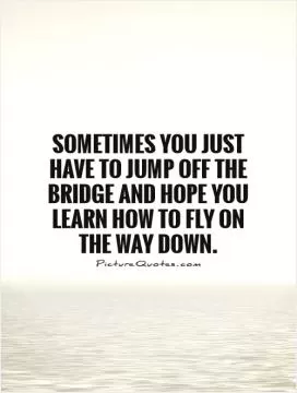 Sometimes you just have to jump off the bridge and hope you learn how to fly on the way down Picture Quote #1