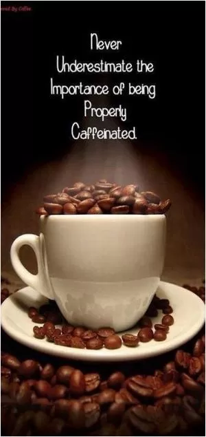 Never underestimate the importance of being properly caffinated Picture Quote #1