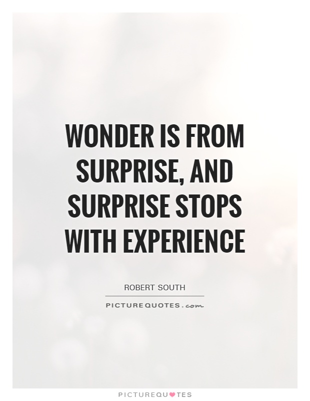 Wonder is from surprise, and surprise stops with experience Picture Quote #1