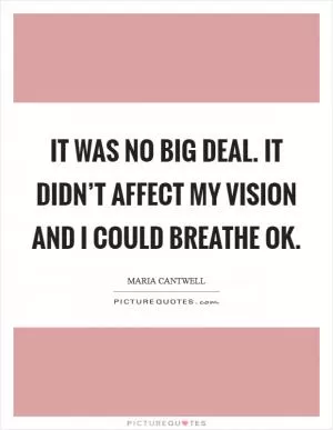 It was no big deal. It didn’t affect my vision and I could breathe OK Picture Quote #1