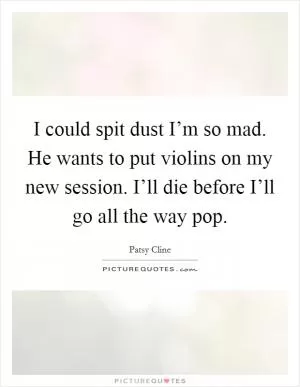 I could spit dust I’m so mad. He wants to put violins on my new session. I’ll die before I’ll go all the way pop Picture Quote #1