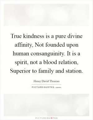True kindness is a pure divine affinity, Not founded upon human consanguinity. It is a spirit, not a blood relation, Superior to family and station Picture Quote #1