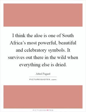 I think the aloe is one of South Africa’s most powerful, beautiful and celebratory symbols. It survives out there in the wild when everything else is dried Picture Quote #1