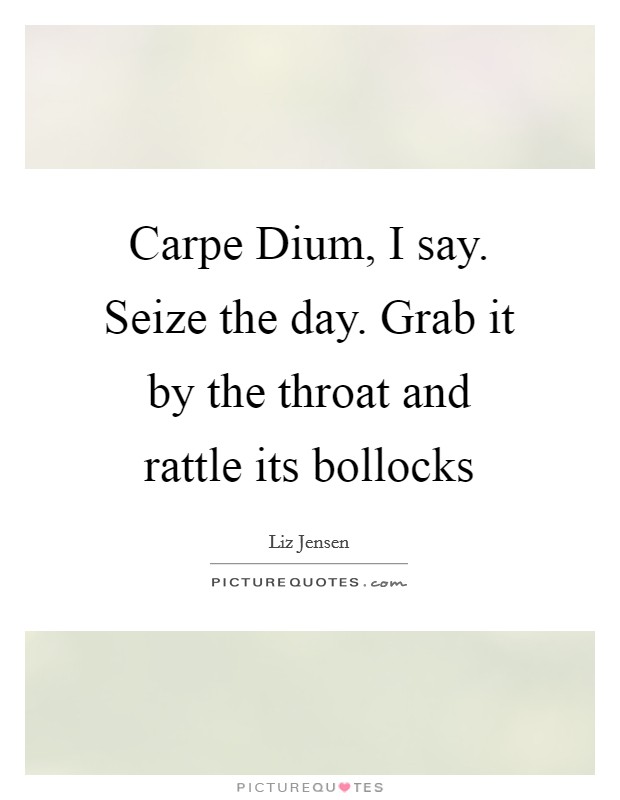 Carpe Dium, I say. Seize the day. Grab it by the throat and rattle its bollocks Picture Quote #1