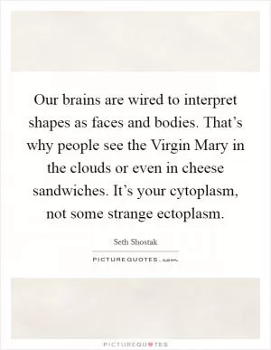 Our brains are wired to interpret shapes as faces and bodies. That’s why people see the Virgin Mary in the clouds or even in cheese sandwiches. It’s your cytoplasm, not some strange ectoplasm Picture Quote #1