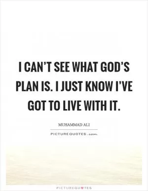 I can’t see what God’s plan is. I just know I’ve got to live with it Picture Quote #1