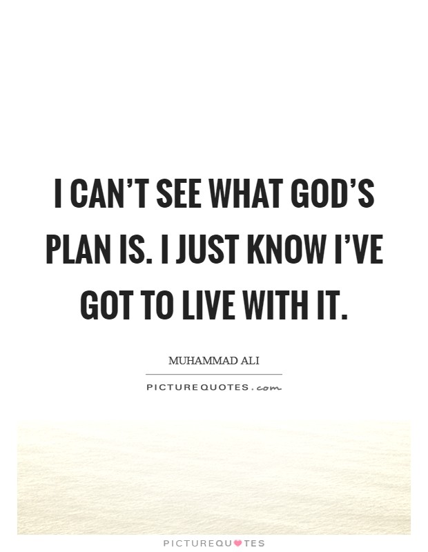 I can't see what God's plan is. I just know I've got to live with it Picture Quote #1