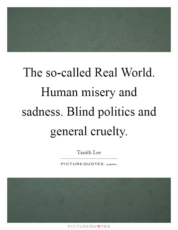 The so-called Real World. Human misery and sadness. Blind politics and general cruelty Picture Quote #1