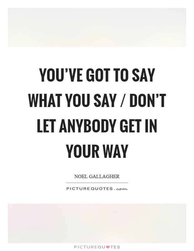 You've got to say what you say / Don't let anybody get in your way Picture Quote #1