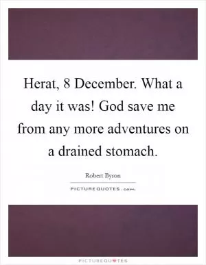 Herat, 8 December. What a day it was! God save me from any more adventures on a drained stomach Picture Quote #1