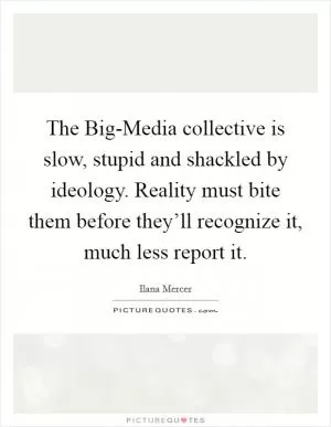 The Big-Media collective is slow, stupid and shackled by ideology. Reality must bite them before they’ll recognize it, much less report it Picture Quote #1