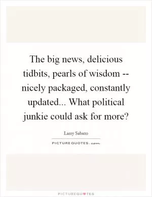 The big news, delicious tidbits, pearls of wisdom -- nicely packaged, constantly updated... What political junkie could ask for more? Picture Quote #1