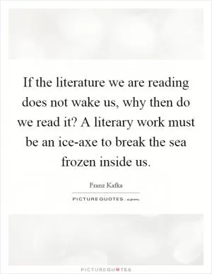 If the literature we are reading does not wake us, why then do we read it? A literary work must be an ice-axe to break the sea frozen inside us Picture Quote #1