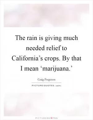 The rain is giving much needed relief to California’s crops. By that I mean ‘marijuana.’ Picture Quote #1