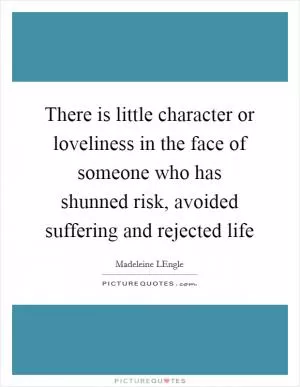There is little character or loveliness in the face of someone who has shunned risk, avoided suffering and rejected life Picture Quote #1