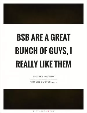 BSB are a great bunch of guys, I really like them Picture Quote #1