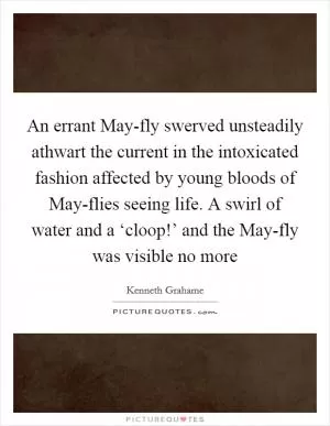 An errant May-fly swerved unsteadily athwart the current in the intoxicated fashion affected by young bloods of May-flies seeing life. A swirl of water and a ‘cloop!’ and the May-fly was visible no more Picture Quote #1