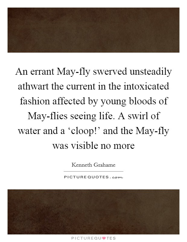 An errant May-fly swerved unsteadily athwart the current in the intoxicated fashion affected by young bloods of May-flies seeing life. A swirl of water and a ‘cloop!' and the May-fly was visible no more Picture Quote #1