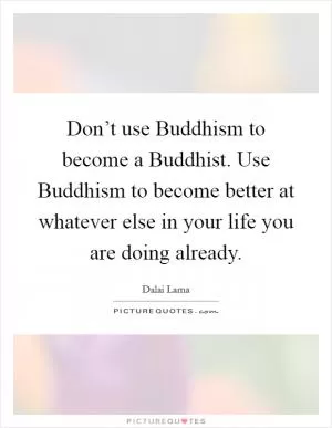 Don’t use Buddhism to become a Buddhist. Use Buddhism to become better at whatever else in your life you are doing already Picture Quote #1