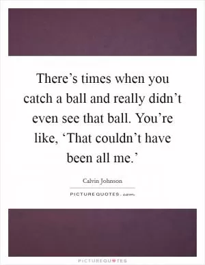 There’s times when you catch a ball and really didn’t even see that ball. You’re like, ‘That couldn’t have been all me.’ Picture Quote #1