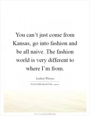 You can’t just come from Kansas, go into fashion and be all naive. The fashion world is very different to where I’m from Picture Quote #1