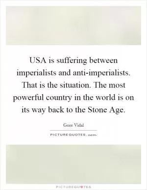 USA is suffering between imperialists and anti-imperialists. That is the situation. The most powerful country in the world is on its way back to the Stone Age Picture Quote #1