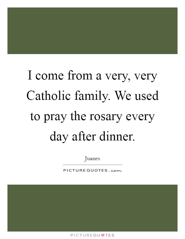I come from a very, very Catholic family. We used to pray the rosary every day after dinner Picture Quote #1