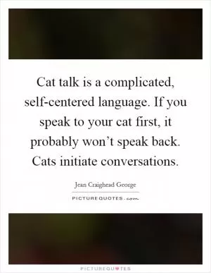 Cat talk is a complicated, self-centered language. If you speak to your cat first, it probably won’t speak back. Cats initiate conversations Picture Quote #1
