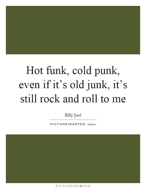 Hot funk, cold punk, even if it's old junk, it's still rock and roll to me Picture Quote #1