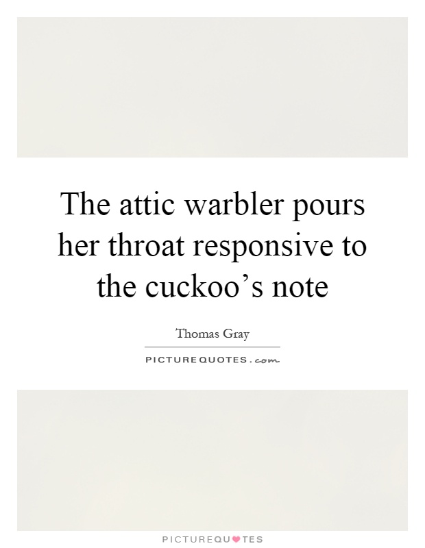 The attic warbler pours her throat responsive to the cuckoo's note Picture Quote #1