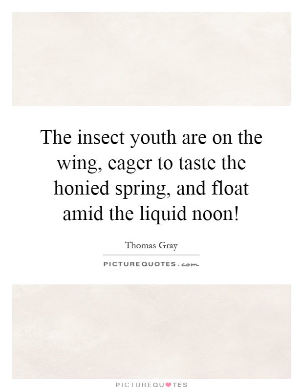 The insect youth are on the wing, eager to taste the honied spring, and float amid the liquid noon! Picture Quote #1