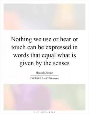 Nothing we use or hear or touch can be expressed in words that equal what is given by the senses Picture Quote #1