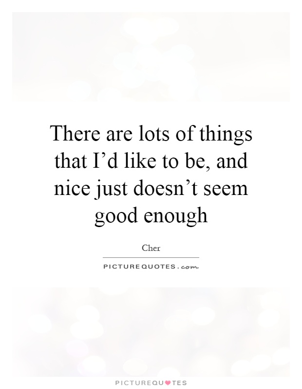 There are lots of things that I'd like to be, and nice just doesn't seem good enough Picture Quote #1