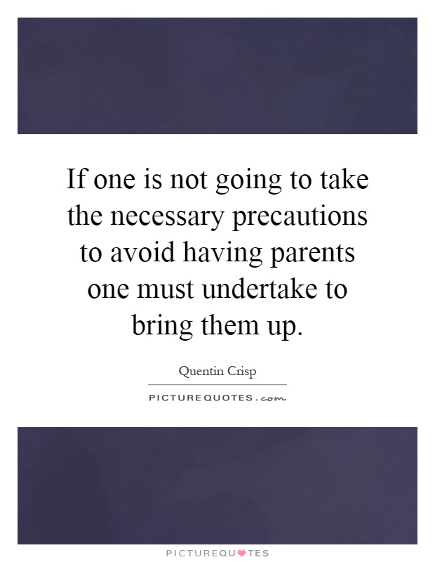 If one is not going to take the necessary precautions to avoid having parents one must undertake to bring them up Picture Quote #1