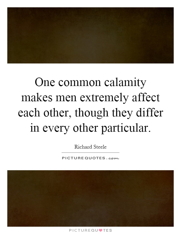 One common calamity makes men extremely affect each other, though they differ in every other particular Picture Quote #1