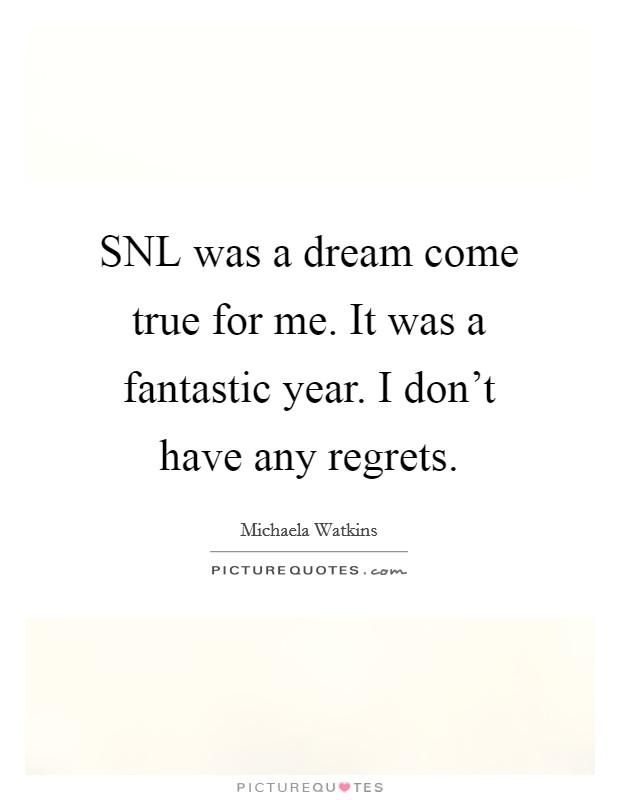 SNL was a dream come true for me. It was a fantastic year. I don't have any regrets Picture Quote #1