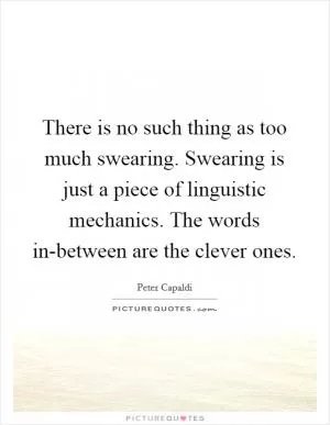 There is no such thing as too much swearing. Swearing is just a piece of linguistic mechanics. The words in-between are the clever ones Picture Quote #1