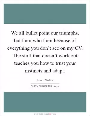 We all bullet point our triumphs, but I am who I am because of everything you don’t see on my CV. The stuff that doesn’t work out teaches you how to trust your instincts and adapt Picture Quote #1