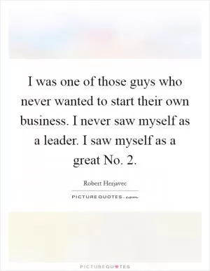 I was one of those guys who never wanted to start their own business. I never saw myself as a leader. I saw myself as a great No. 2 Picture Quote #1