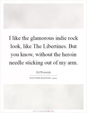 I like the glamorous indie rock look, like The Libertines. But you know, without the heroin needle sticking out of my arm Picture Quote #1