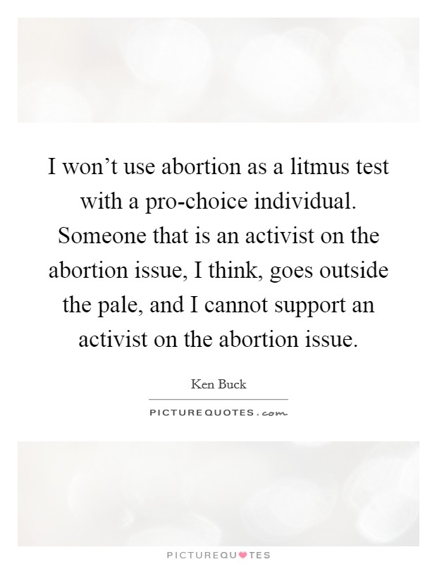 I won't use abortion as a litmus test with a pro-choice individual. Someone that is an activist on the abortion issue, I think, goes outside the pale, and I cannot support an activist on the abortion issue Picture Quote #1