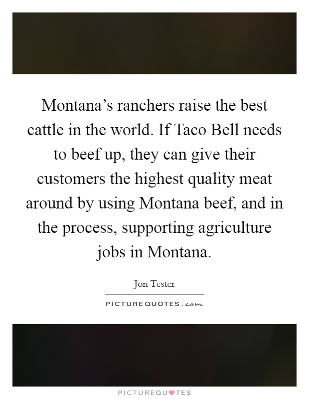 Montana's ranchers raise the best cattle in the world. If Taco Bell needs to beef up, they can give their customers the highest quality meat around by using Montana beef, and in the process, supporting agriculture jobs in Montana Picture Quote #1